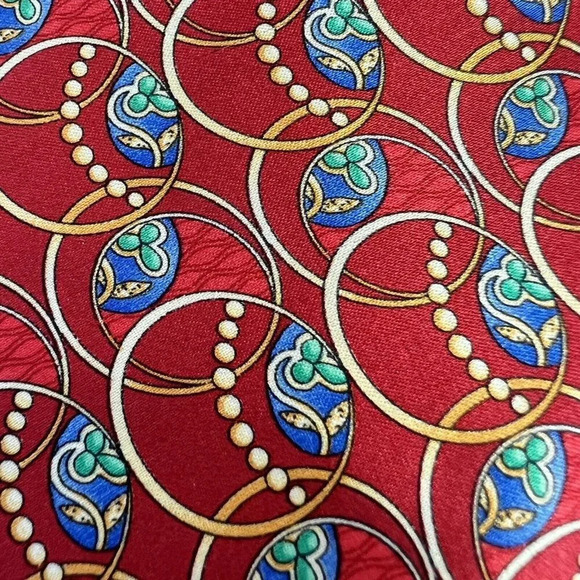 FABERGE Mens 100% Silk Necktie USA Designer Red Multicolor - Picture 5 of 8
